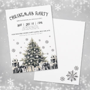 Black & White Elegant Christmas Party Invitation