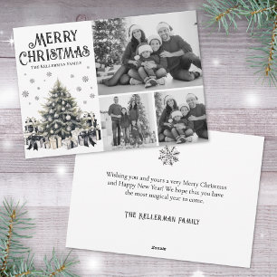 Black White Elegant Christmas Photo Holiday Card