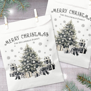 Black White Elegant Christmas Tree Favour Bag