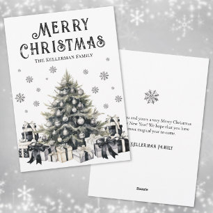 Black White Elegant Christmas Tree Holiday Card