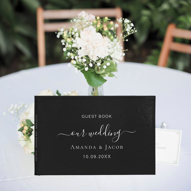 Black white elegant classic wedding guest book (Creator Uploaded)