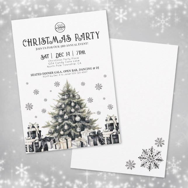 Black White Elegant Company Christmas Party Invitation (Black White Elegant Company Christmas Party Invitation)