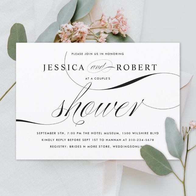 Black & White Elegant Couples Shower Invitation (Creator Uploaded)