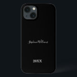 Black White Elegant Custom Name Year Gift Favour iPhone 13 Case<br><div class="desc">Designed with classy,  elegant black and white background and text templates for name!</div>