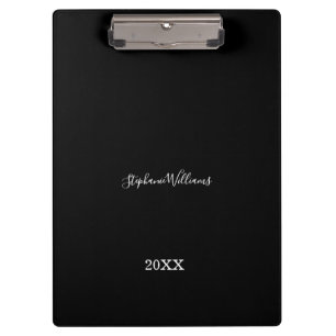 Black White Elegant Custom Name Year Gift Favour  Clipboard