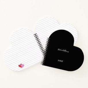 Black White Elegant Custom Name Year Gift Favour Notebook