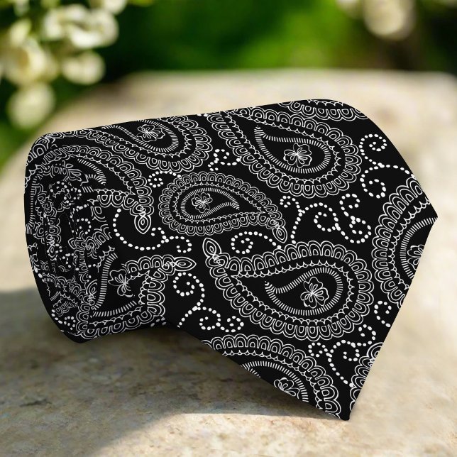 Black & White Elegant Damask Floral Pattern Tie (Creator Uploaded)