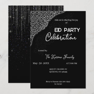  Black & white elegant  Eid Party Invitation 