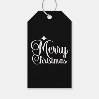Black & White Elegant & Festive Merry Christmas Gift Tags