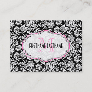 Black & White Elegant Floral Damasks Business Card