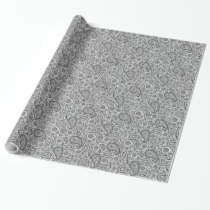 Black & White Elegant Floral Paisley Wrapping Paper
