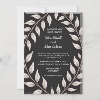 Black & White Elegant Flower Wedding Invitation