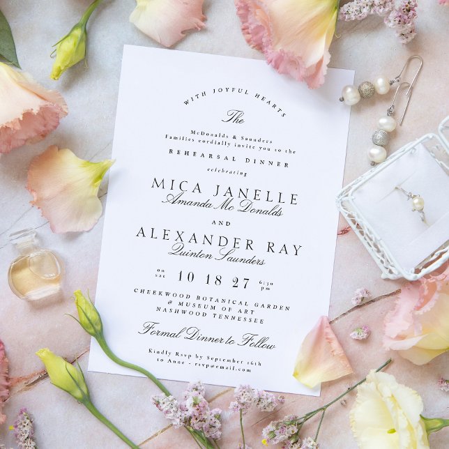 Black White Elegant Formal Rehearsal Dinner Invitation (Creator Uploaded)