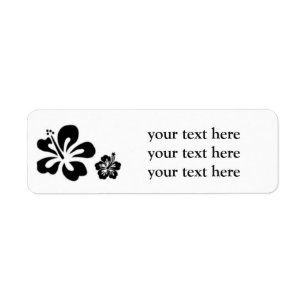 Black White Elegant Hibiscus Floral Address Labels