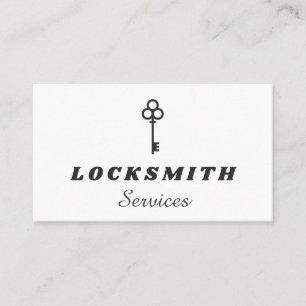 Black & White Elegant Key Logo Locksmith Service Business Card