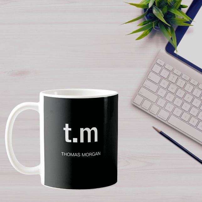 Black & White Elegant Minimal Monogram Coffee Mug (Creator Uploaded)