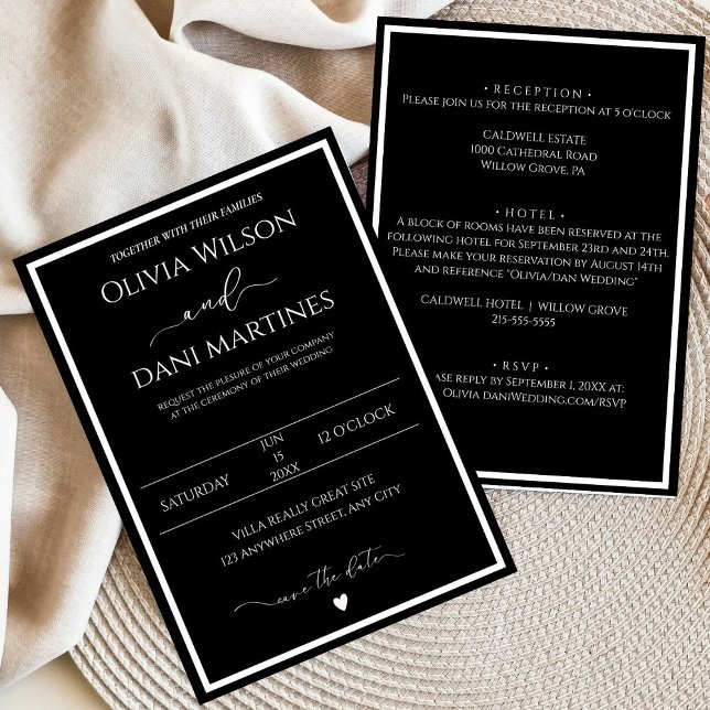 Black & White Elegant Minimalist Wedding Invitation (Creator Uploaded)