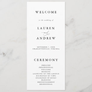Black & White Elegant Minimalist Wedding Program