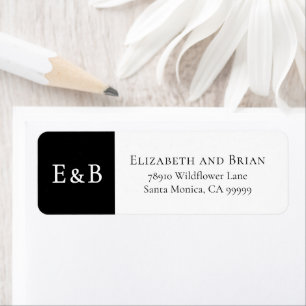 Black White Elegant Minimalistic Wedding Address Return Address Label