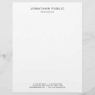 Black White Elegant Modern Minimalist Template Custom Letterhead