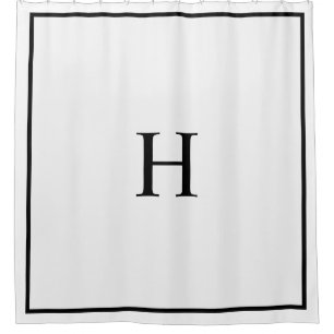 Black White Elegant Modern Monogram Shower Curtain
