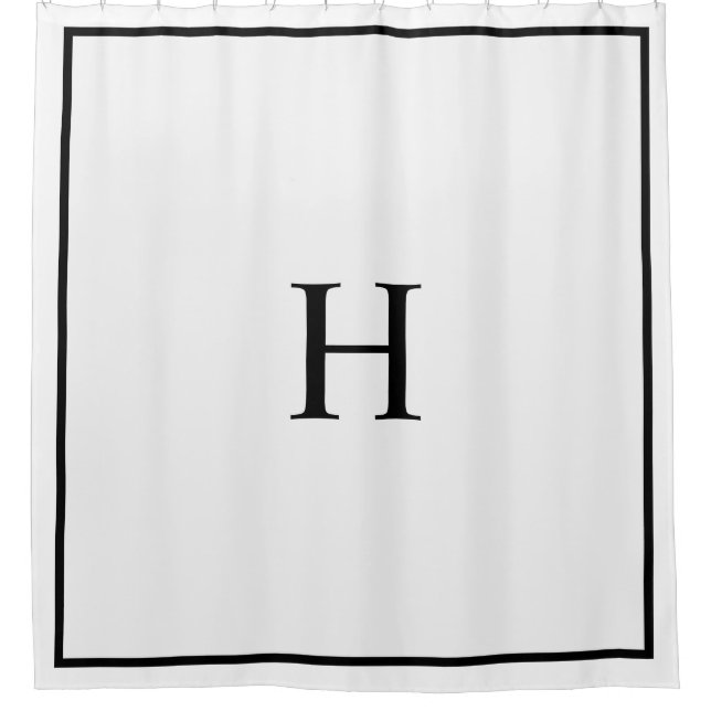 Black White Elegant Modern Monogram Shower Curtain (Front)