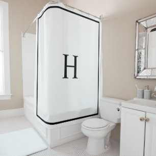 Black White Elegant Modern Monogram Shower Curtain