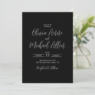 Black & White Elegant Modern Wedding Invitation