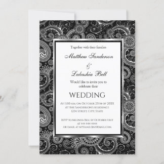 Black White Elegant Modern Wedding Invitation
