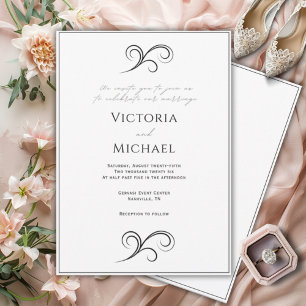 Black & White Elegant Modern Wedding Invitation