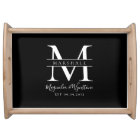 Black White Elegant Monogram Newlyweds 