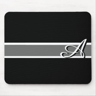 Black & White Elegant Monogram With Name Mouse Pad