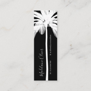Black White  Elegant Palm Tree Tropical Elegant Mini Business Card
