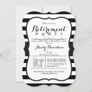Black & White; Elegant Retirement Party Invitation