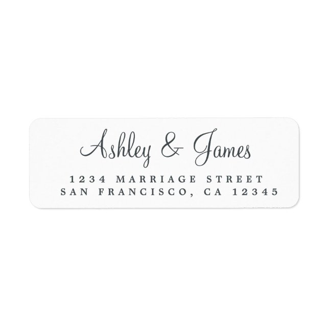 Black White Elegant Script Return Address Label (Front)