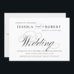 Black & White Elegant Script Wedding Invitation<br><div class="desc">Classic understated black and white wedding invitation with a modern touch featuring the elegant script of the word "Wedding.</div>