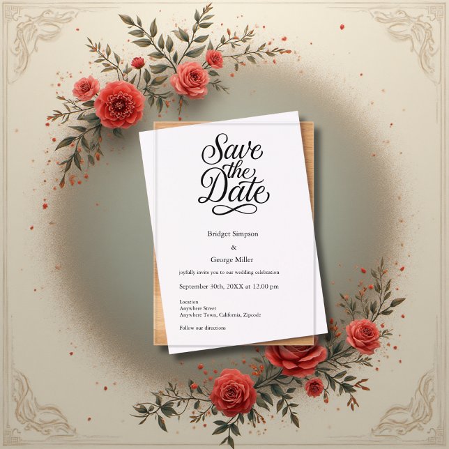black white Elegant Script Wedding safe the date  Acrylic Invitations (Creator Uploaded)