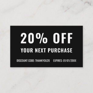 Black White Elegant Simple Business Promo Loyalty Discount Card