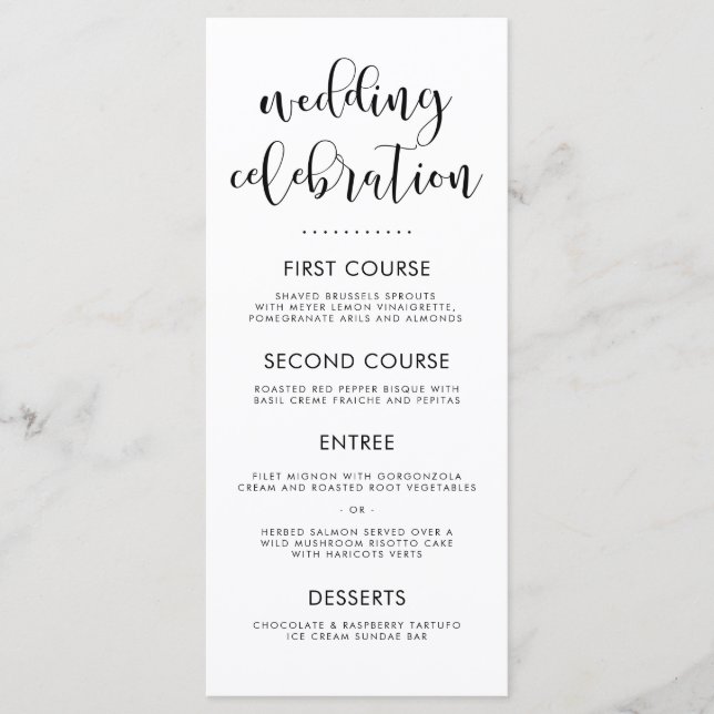 Black & White Elegant Typography & Polka Dots Menu (Front)
