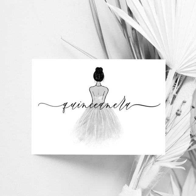 Black & White Elegant Vintage Classic Quinceanera  Invitation (Creator Uploaded)