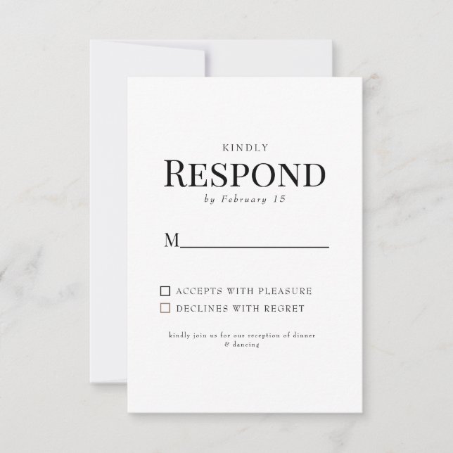 Black & White Elegant Vintage Floral Wedding RSVP (Front)