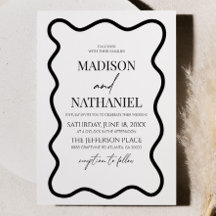 Black White Elegant Wavy Border Wedding