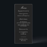 Black White Elegant Wedding Menu<br><div class="desc">Black White Elegant Wedding Menu, please personalise as required using the online Personalisation template before ordering. Once you have entered your wording onto the Personalisation template, should you find that you need to adjust the positioning of the text then please use the "Customise further" option to "Edit using the Design...</div>
