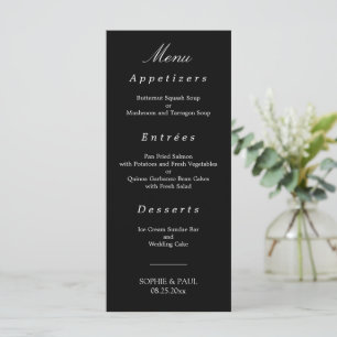 Black White Elegant Wedding Menu