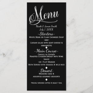 Black & White Elegant Wedding Menu Card