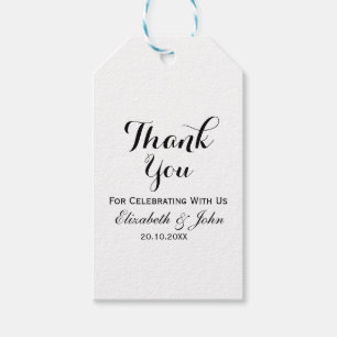 Black White Elegant Wedding Thank You Gift Tags