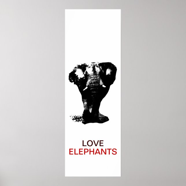 Black & White Elephant Elephant Pop Art Poster (Front)