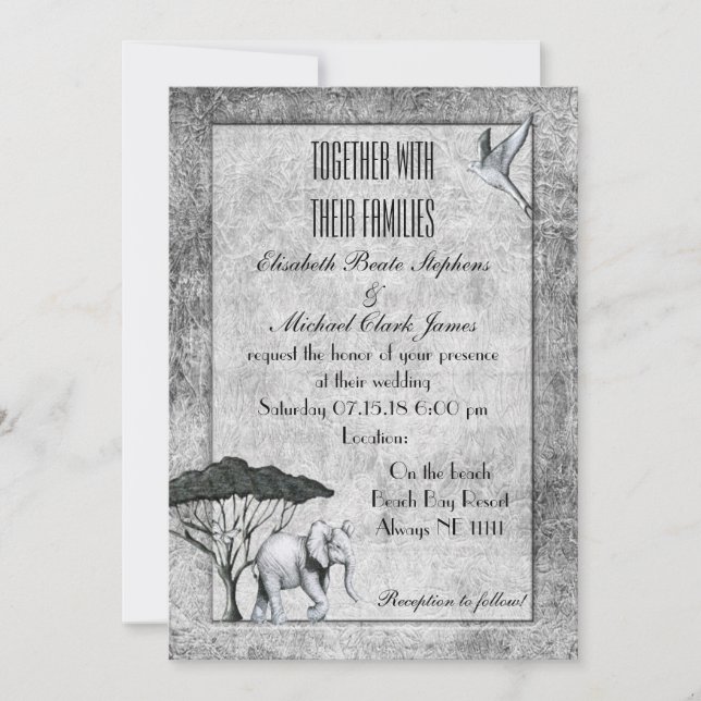 Black White Elephant: Matte 5" x 7" - Wedding Invitation (Front)