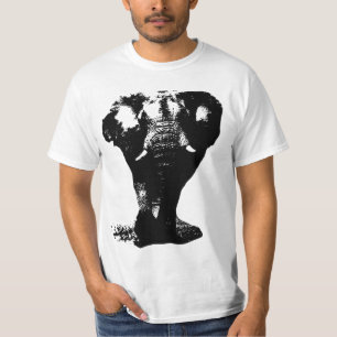 Black & White Elephant Pop Art Design T-Shirt