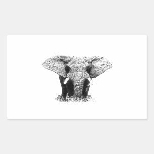 Black & White Elephant Rectangular Sticker